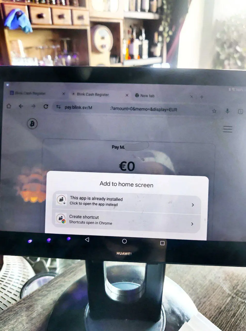 Add blink Wallet Lightngin Cashier POS to homescreen tablet